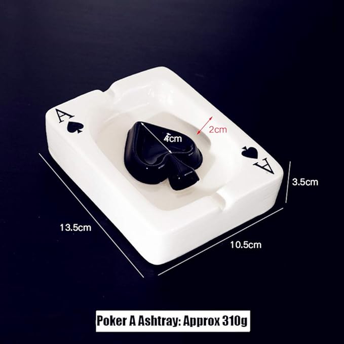 Creative Poker A Ashtray – Ceramic Spade Design | High-Temperature Glaze | Stylish Table Decor | 13.5×10.5×3.5cm | Home/Bar/Gift