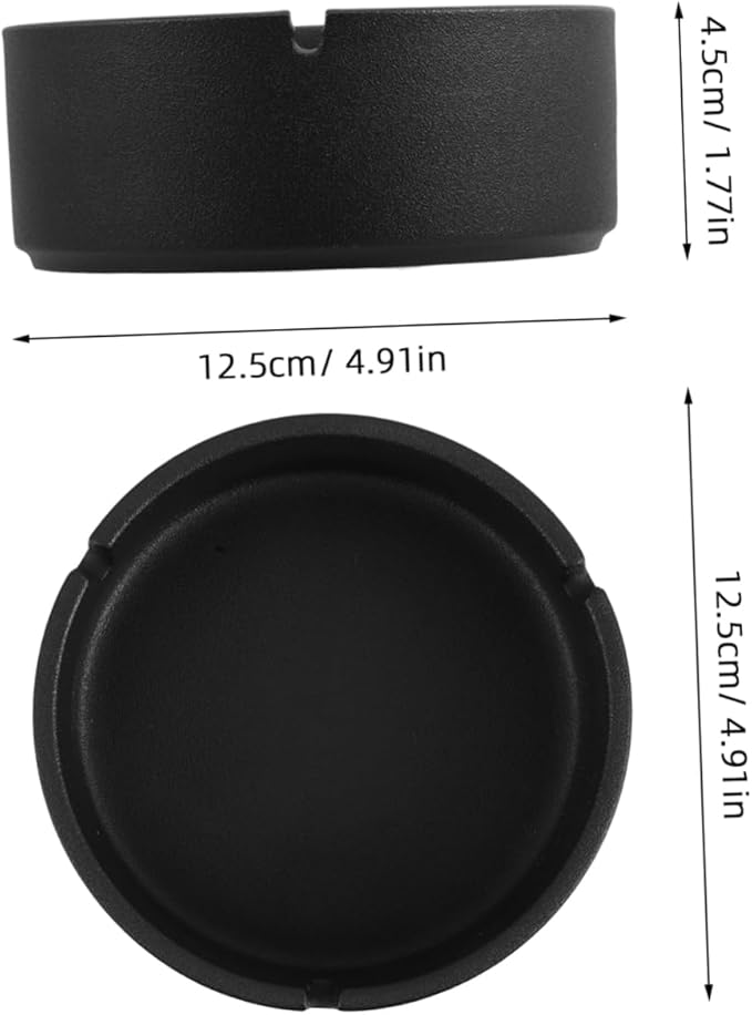 Thickened Black Round Windproof Ashtray – 12.5cm Large Capacity, Heat-Resistant & Durable – For Indoor & Outdoor Use