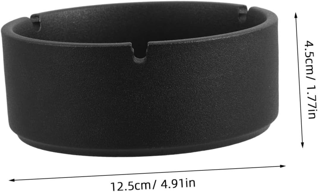 Thickened Black Round Windproof Ashtray – 12.5cm Large Capacity, Heat-Resistant & Durable – For Indoor & Outdoor Use
