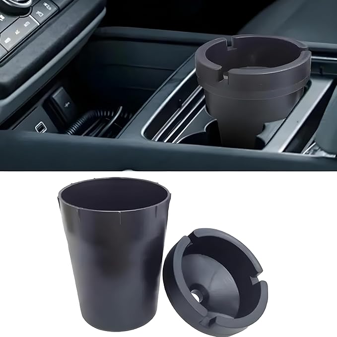 Universal Car Cup Holder Ashtray – Windproof Portable Plastic Ashtray with Cigarette Slots – Fits Most Car Cup Slots
