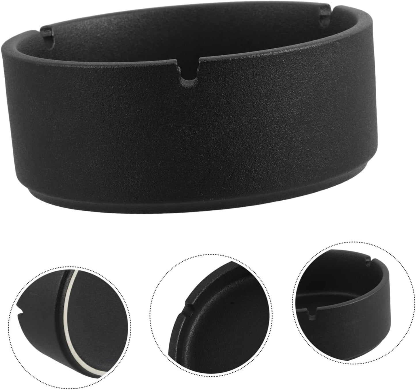 Thickened Black Round Windproof Ashtray – 12.5cm Large Capacity, Heat-Resistant & Durable – For Indoor & Outdoor Use