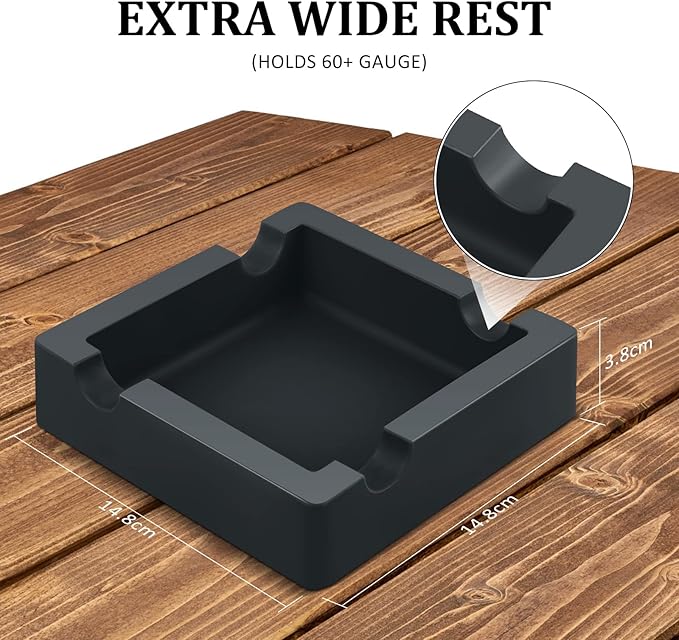Minimalist Square Ashtray – Matte Black Finish | Modern Industrial Style | Windproof & Heat-Resistant for Indoor/Outdoor Use