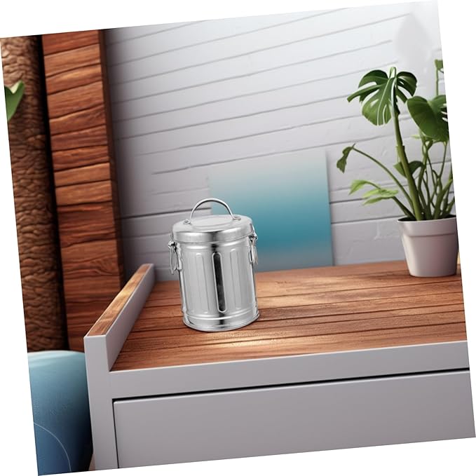 Retro Trash Can Style Ashtray with Lid – Large Metal Sealed Design | 7.86 Inch Diameter | Decorative & Functional