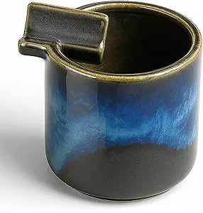 Handcrafted Ceramic Ashtray – Unique Glazed Finish | Deep Round Design with Cigarette Slot | Artistic Gift for Home/Office Use